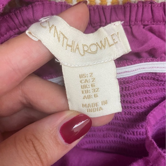 Cynthia Rowley Purple Eyelet Embroidered Fit & Flare Smocked Mini Dress Size 2 - Picture 7 of 8